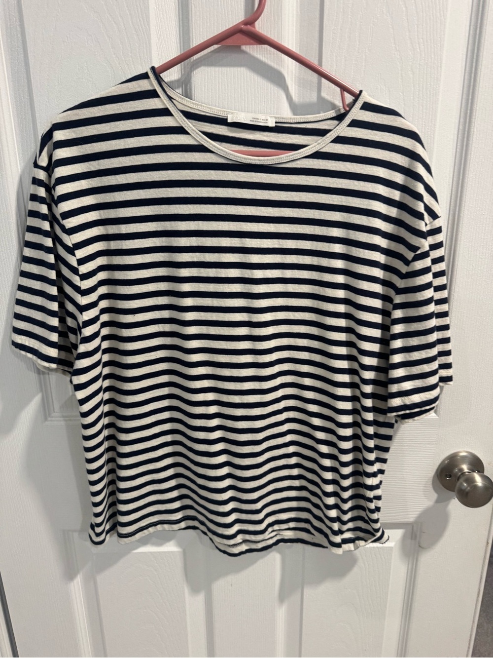 Zara Blue & White Striped Short-Sleeve Tee